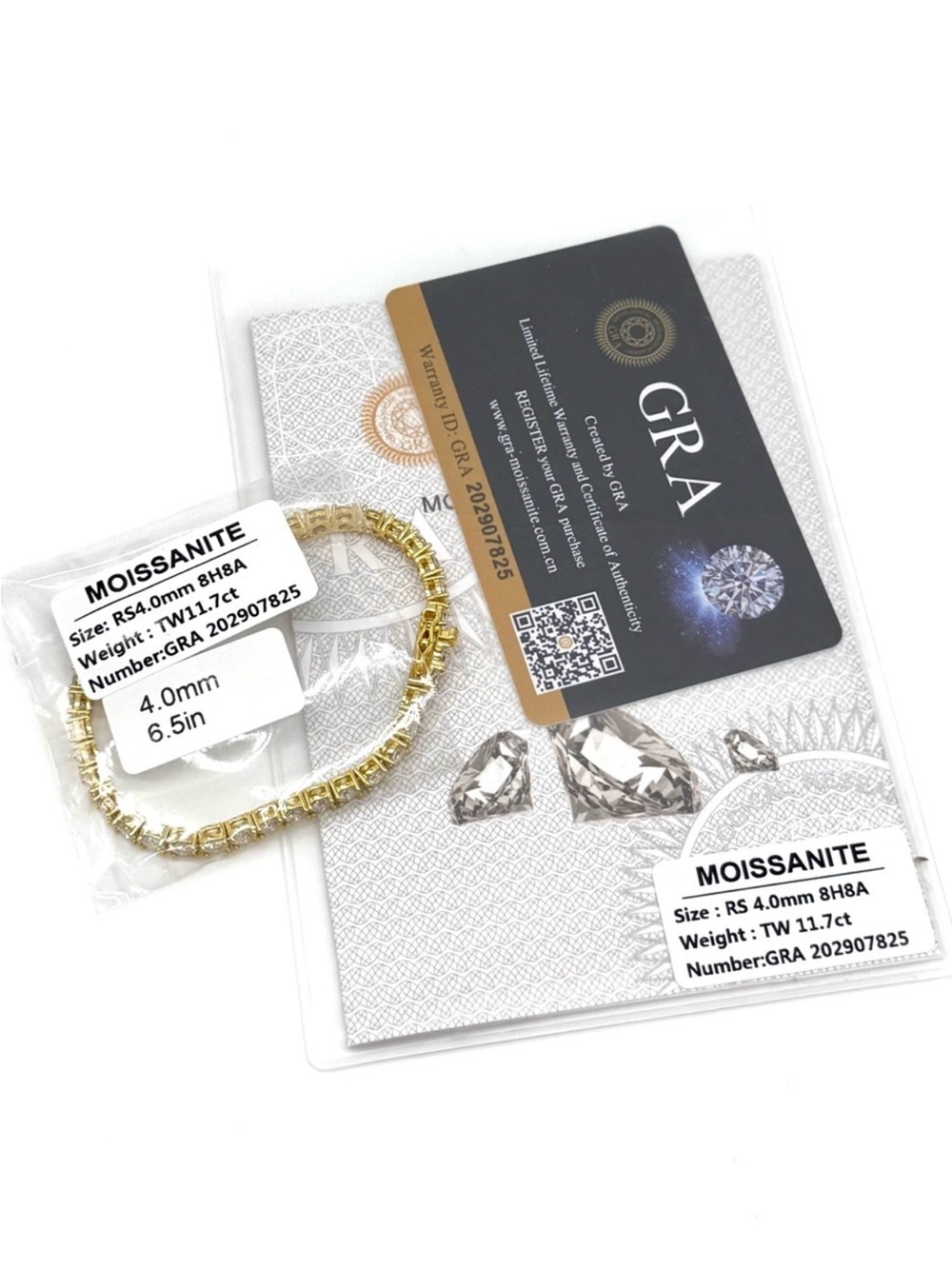 18K Gold Plated, 11.7CTW Moissanite Tennis Bracelet - Picture 6 of 7